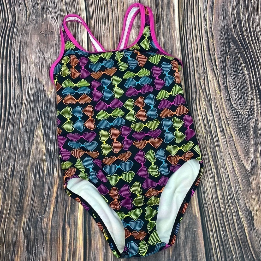 Girl’s Speedo Heart Print Racer Back Swimsuit - Size 10
